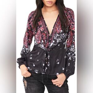 Free People Run Free Boho Tunic Top Night Combo Color Size Large